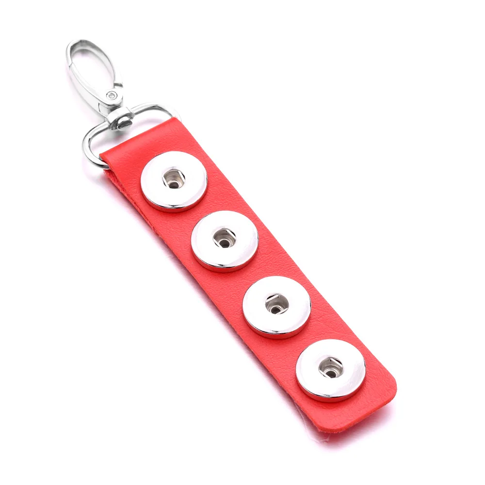 12pcs Snap Key Chain For Keyring Women PU Leather Keychain Bag Pendant Fit 18/20mm Button Snap Jewelry