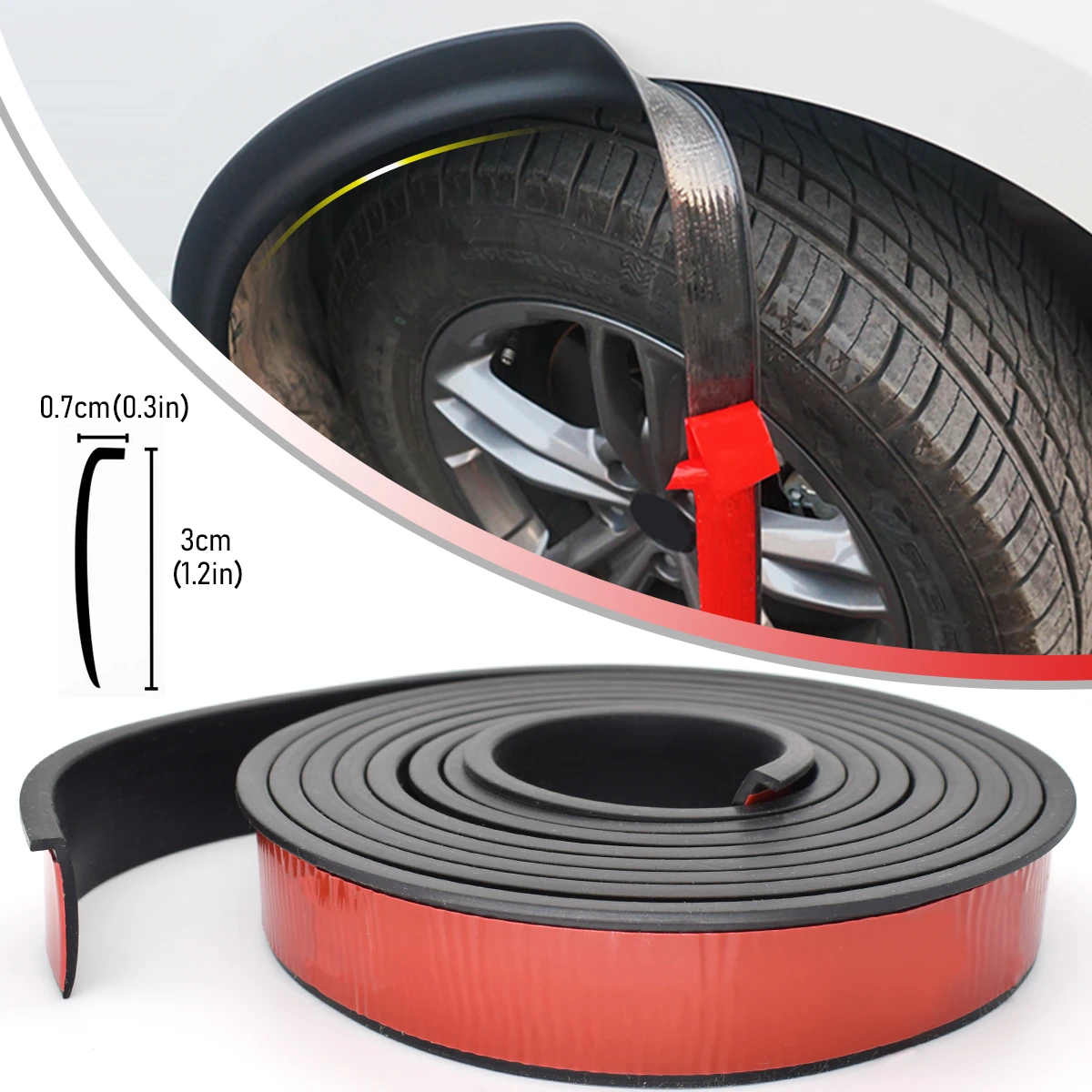 3 Meter Car Fender Flares Arches Wing Extenders Eyebrow Protector Rubber Seal Strip Mudguard