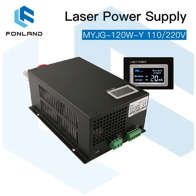 FONLAND 120W Laser Power Supply Source MYJG-120W 110/220V With Display Screen for Co2 Laser Tube Cutting Machine Source 1