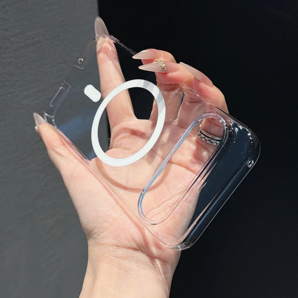 MagSafe-Compatible Transparent Magnetic Wireless Charging Case - Slim PC Acrylic Cover