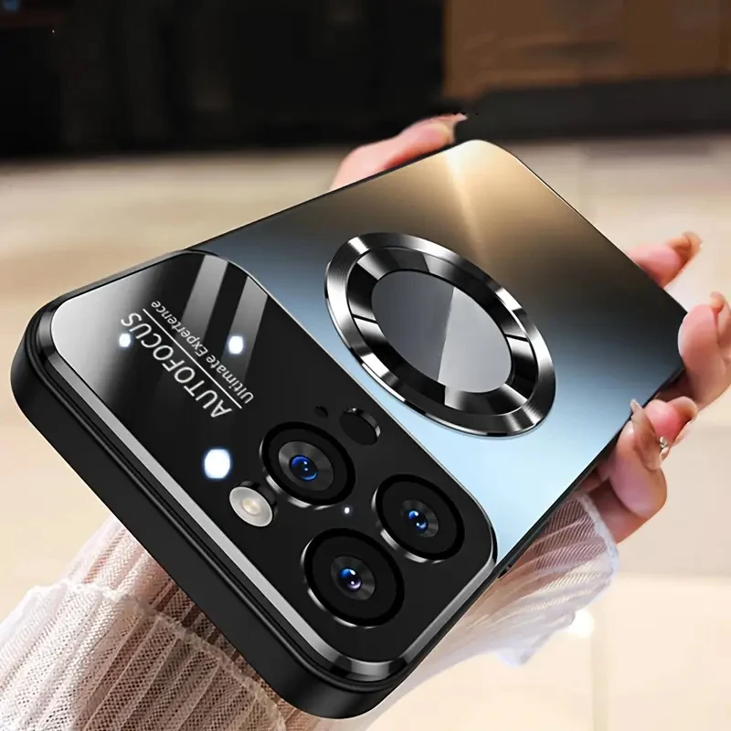 Titanium Metallic Magnetic Phone Case with Matte Finish and Wireless Charging Capability