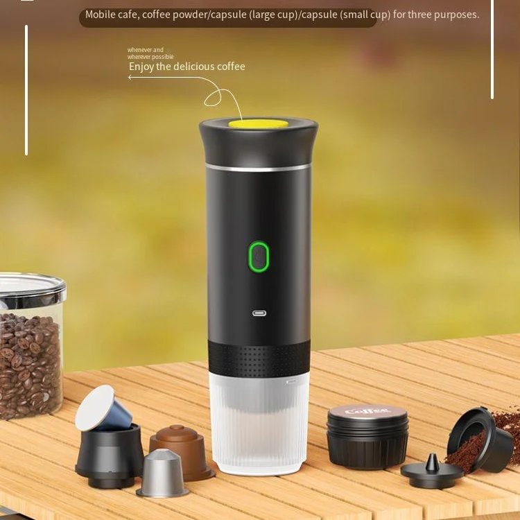 Portable Capsule Maker Machine Electric Small Wireless Heating Pump Coffee Maker 3-In-1 Capsule Powder Travel Coffee