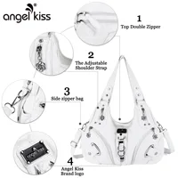 Sac à main pour femme Angel Kiss, sac à bandoulière tendance, grand sac fourre-tout noir, sac de shopping à poignée supérieure, sac à main à multiples poches, sac à main pour femme 4