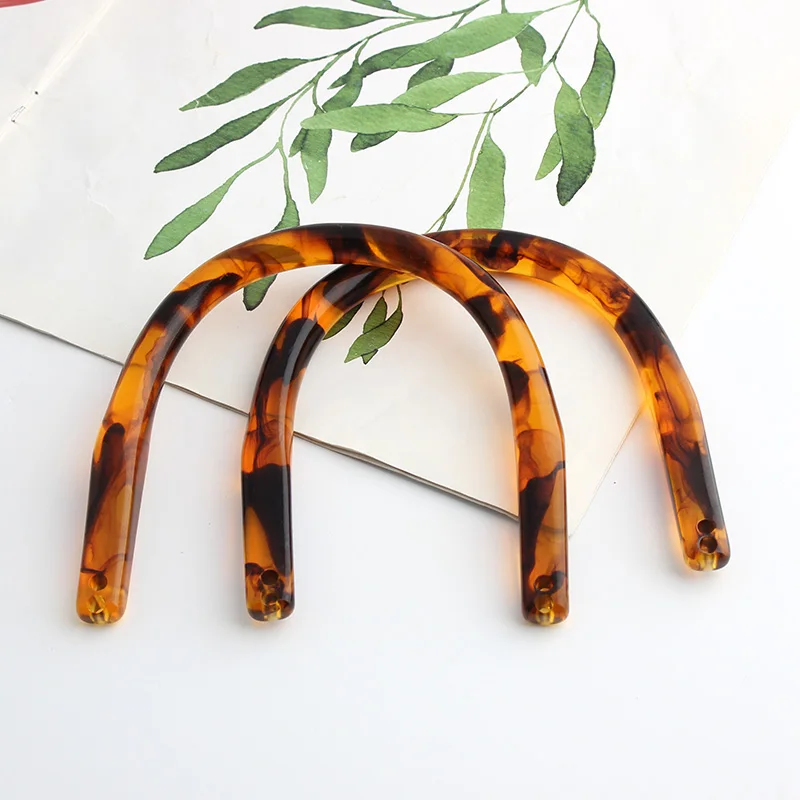 2-30PCS Amber,Orange D,C Shaped Resin Handles Handcrafted Replacement For Women Purse Frame Handbag Bag Shoulder DIY Accessories