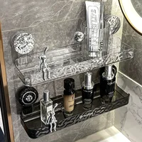 Bathroom Shelf Wall Mount Corner Shower Shelf Suction Cup Shampoo Storage Holder Shower Caddy No Drilling Bathroom Organizer 1