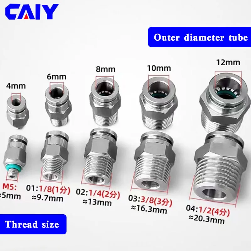 304 En Acier Inoxydable Raccord De Tuyau Pneumatique Pc Pcf Pl Plf Pb