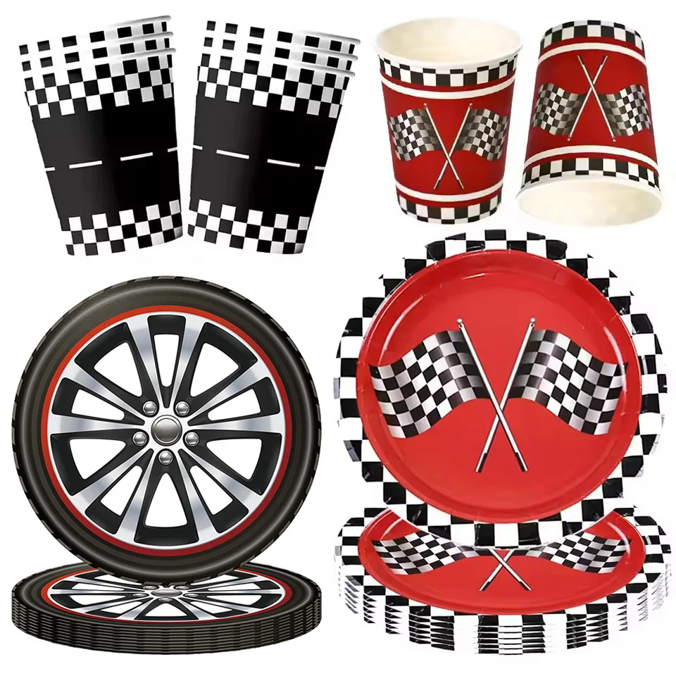 Racing Car Party Supplies Party Disposable Tableware Racing Car Party Supplies Boys Birthday Party Decorations Disposable Tableware Dinner Plates Dessert Plates Cups Napkins