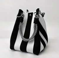 Multi-Color Knitted Retro Bucket Handbag Color-Block Simple Design Versatile Easy-Carry Retro Handbag 1