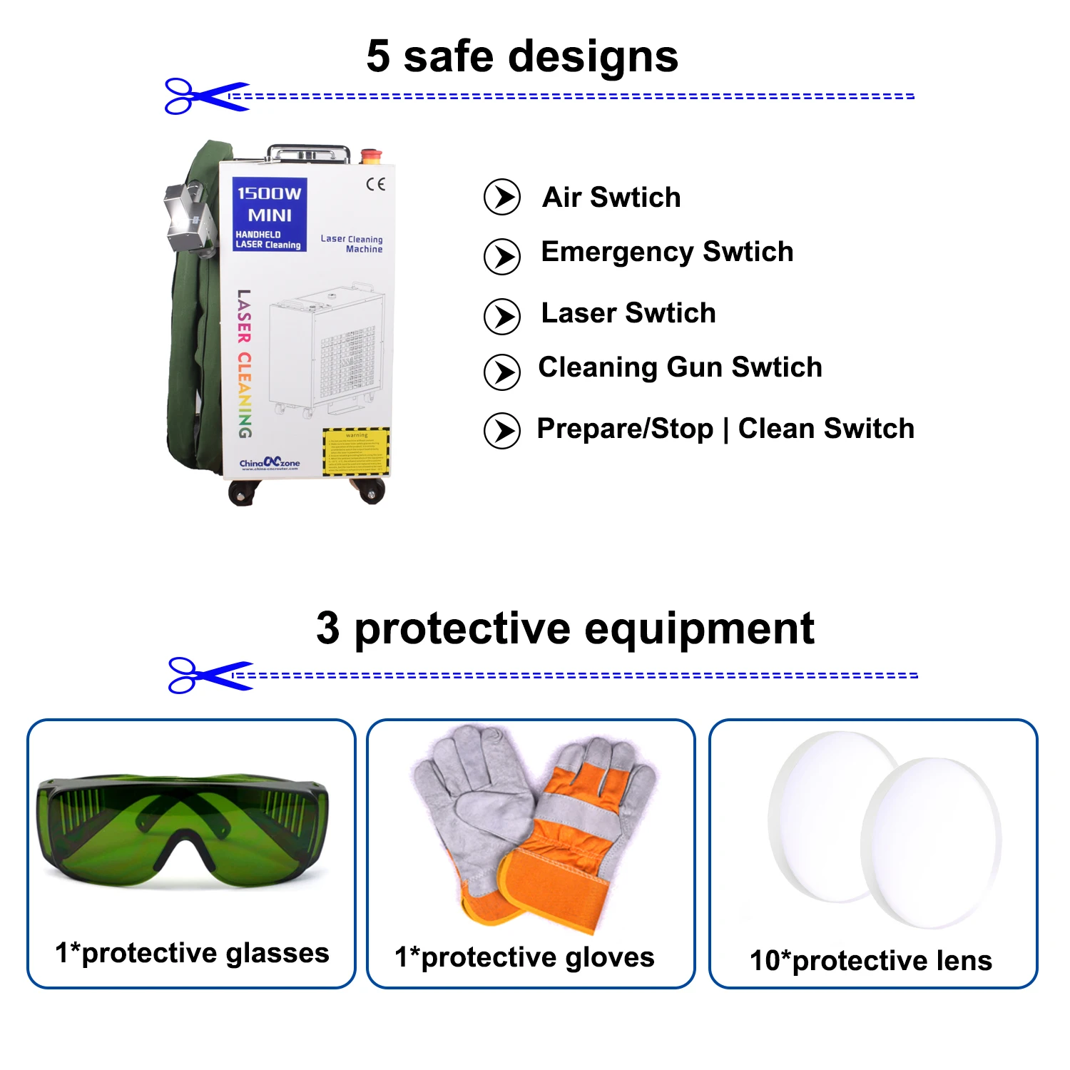 EU Ship 1500W Fiber Laser Cleaning Machine Industrial Rust Removal Cleaning Oil Paint for Metal Cleaning Width 300MM US Ship 4