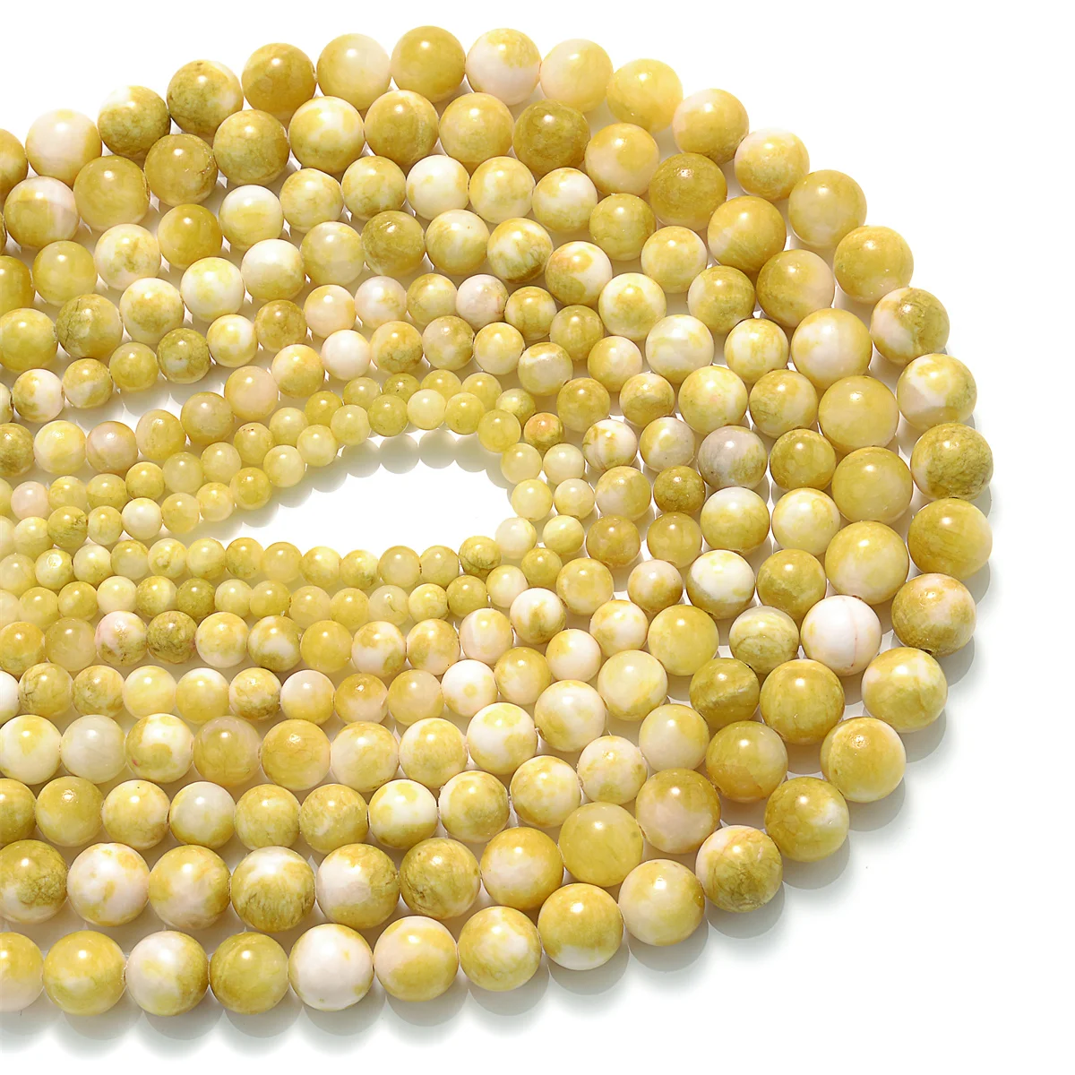 Natural Stone Beads Light Yellow Persian Jades Round Smooth Loose