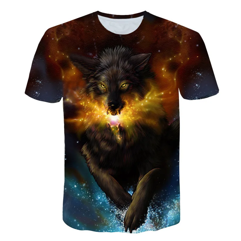 Wolf cool kids T-Shirt girls Boys Clothes Summer Short Sleeve kids Tops Tees Children Clothing Teen Shirts wolf Tshirts t shirt kid size