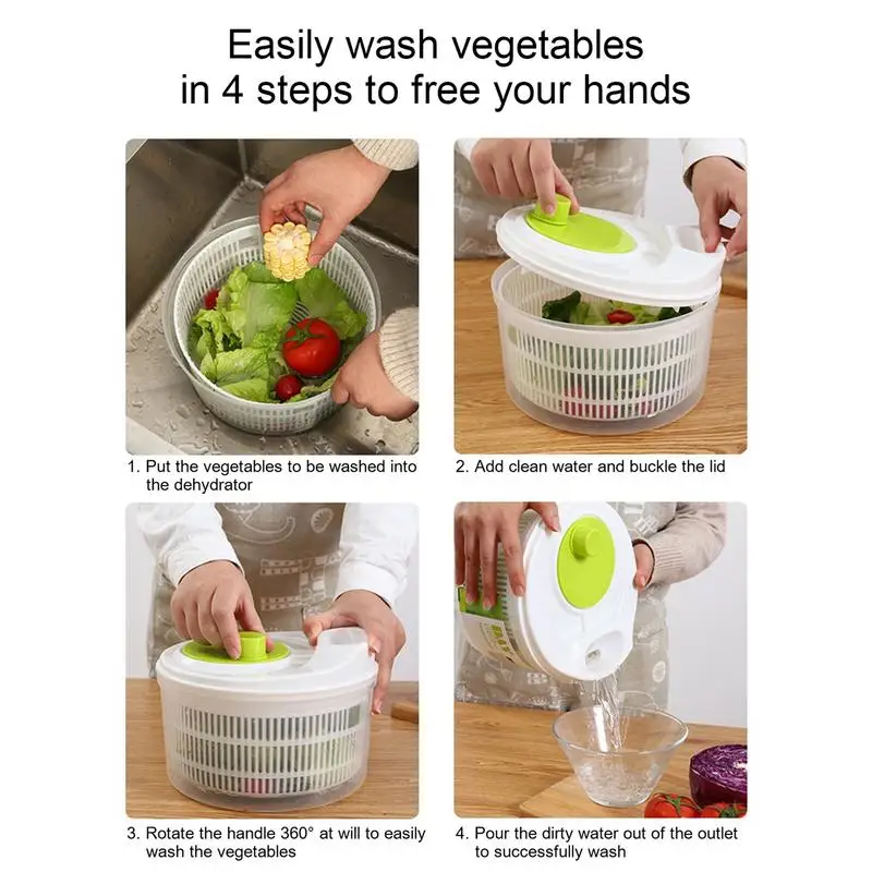 Salad Spinner Vegetable Lettuce Greens Dryer Washer Crisper Vegetable Centrifuge Salad Drying For Greens Kitchen Accessories