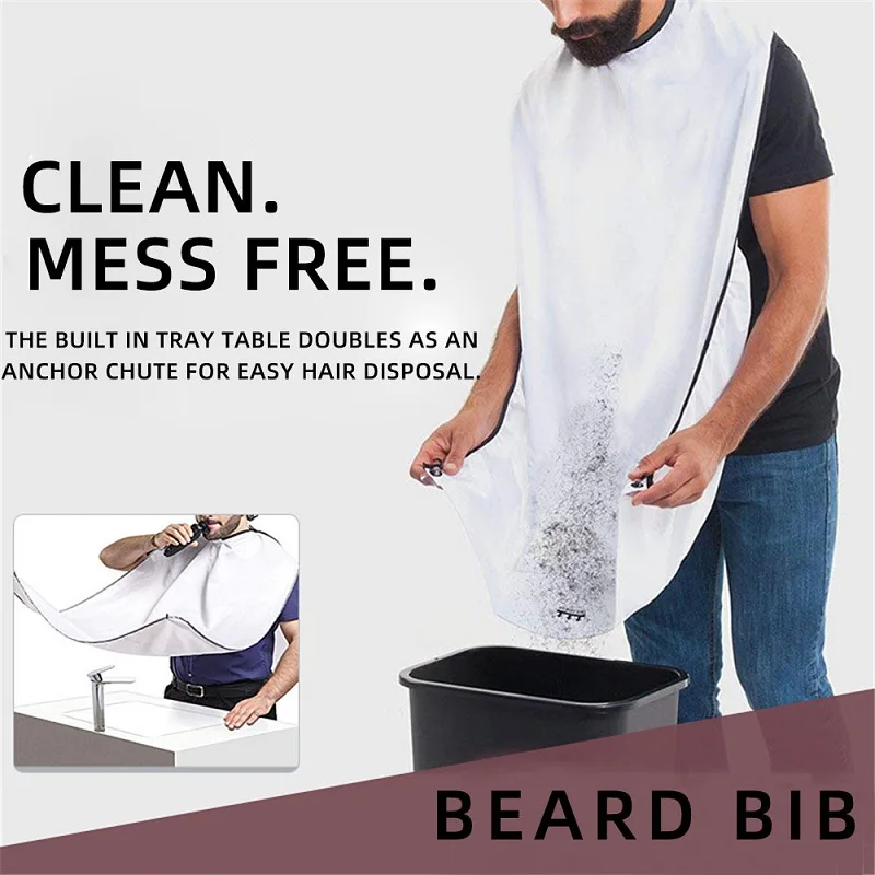 

New Male Beard Shaving Apron Care Clean Hair Adult Bibs Shaver Holder Bathroom Organizer Gift for Man