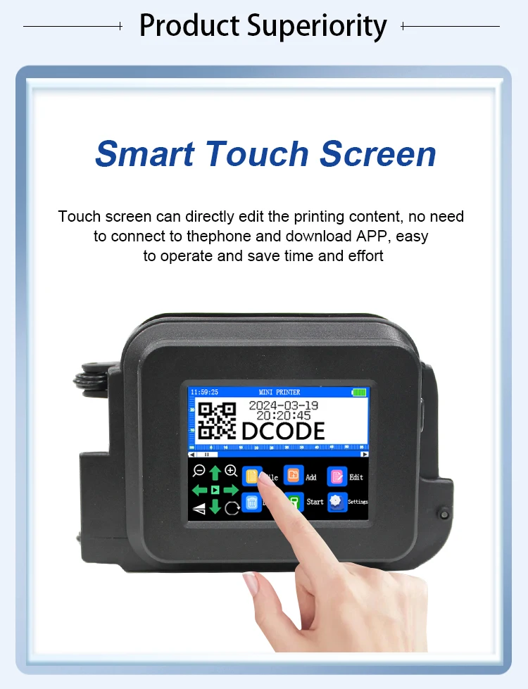 XMINI 12.7MM Portable Coder Handheld Inkjet Printer for Text QR Barcode Batch Nu