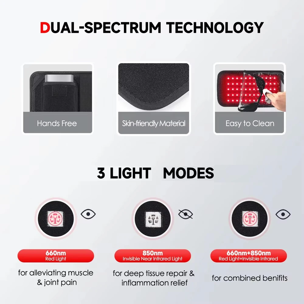 60 LEDs 660nm Red Light Infrared Belt 850nm Back Burn Fat Wrap Slimming Machine Waist Heat Pad For Muscle Soreness Skin Care