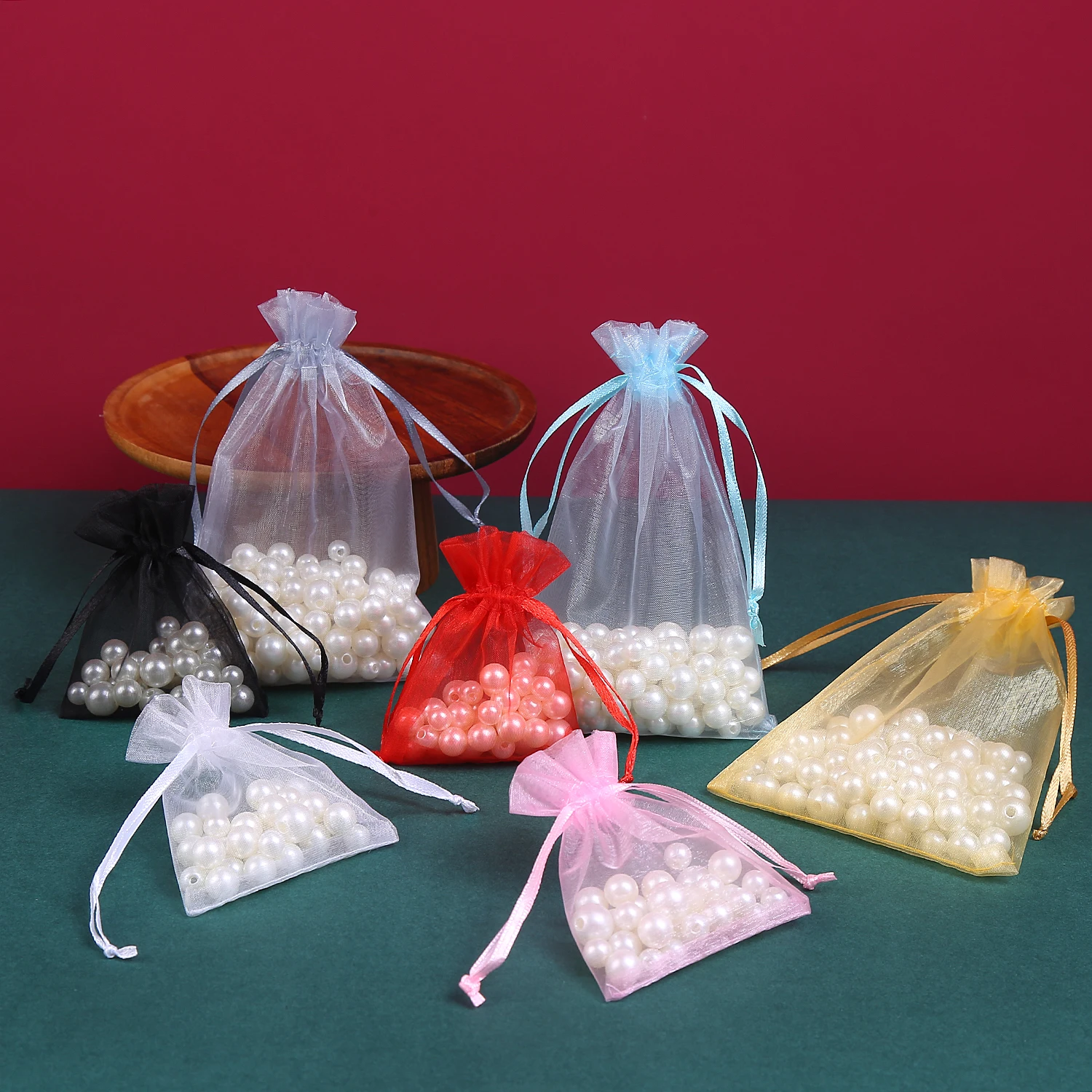 Organza Gift Drawstring Small Gift Bags 10/50 Pcs/lot White