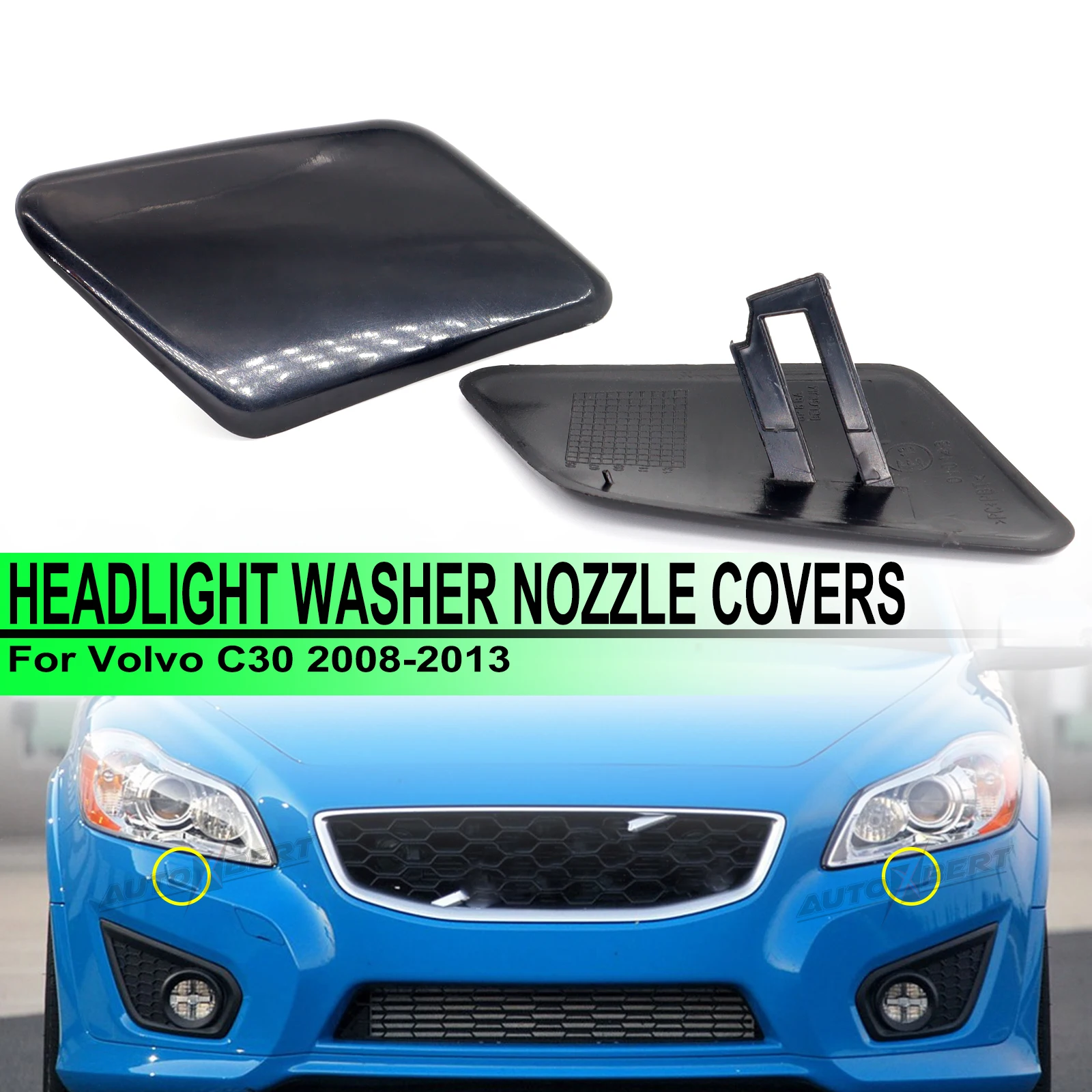 

Right Left Car Front Bumper Headlight Washer Nozzle Jet Cover Unprimed Headlamp Cap 39876478 39876479 For Volvo C30 2008-2013