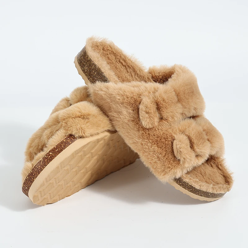 Evshine Winter Warm Plush Clogs Slippers For Women Men Outdoor Fashion Cork Footbed Fluffy Mules Soft Comfort Furry House Slides 6