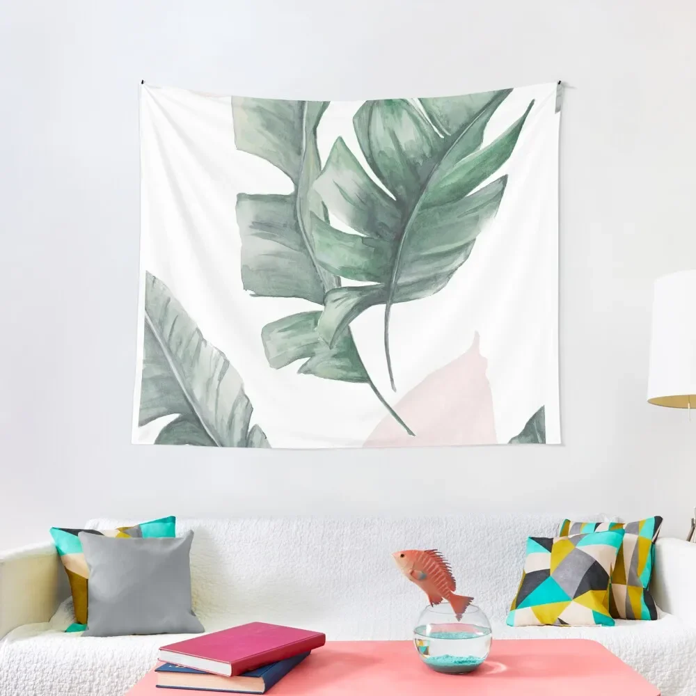 

Palm leaves green and pink Tapestry Room Decor Korean Style Room Decoration Korean Style Wallpapers Home Decor Tapestry