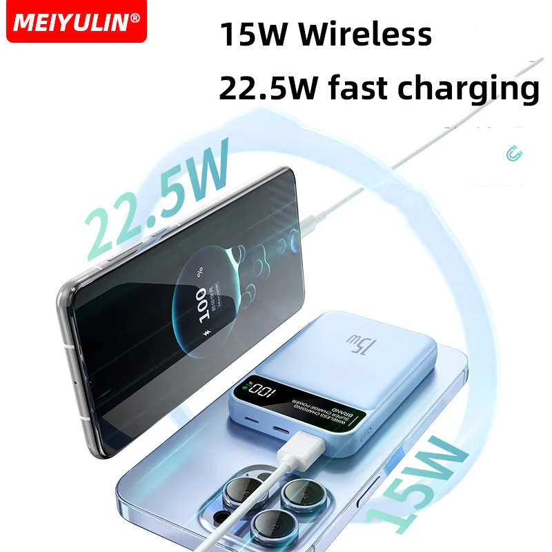 10000mAh Wireless Magnetic Power Bank For Apple Watch Portable 22.5W PD20W Fast Charger External Spare Battery For iPhone 15 14