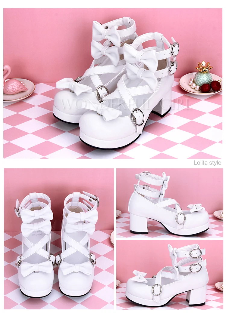 Neue japanische Lolita-Schuhe Anime Cosplay Stiefel Mädchen Prinzessin High Heels Damen Schuhe mit Schleife 11