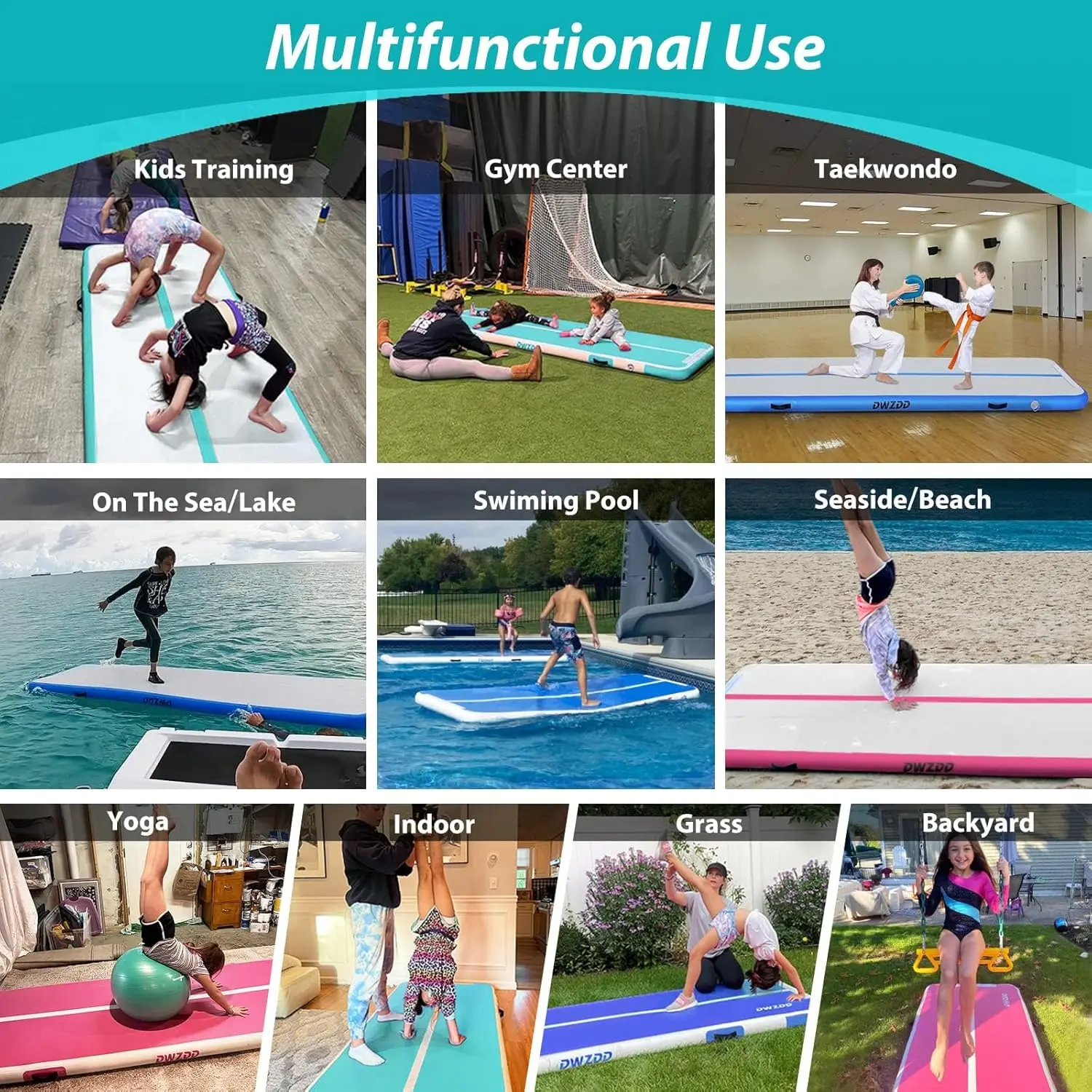 Gymnastics Air Mat 10ft/13ft/16ft/20ft Tumbling Mat Inflatable Gymnastics Tumble Track for Home