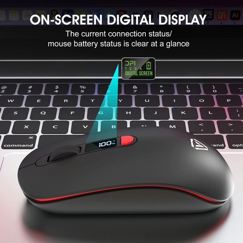 Wireless Rechargeable Bluetooth Mouse - Silent & Ergonomic for Enhanced Productivity
