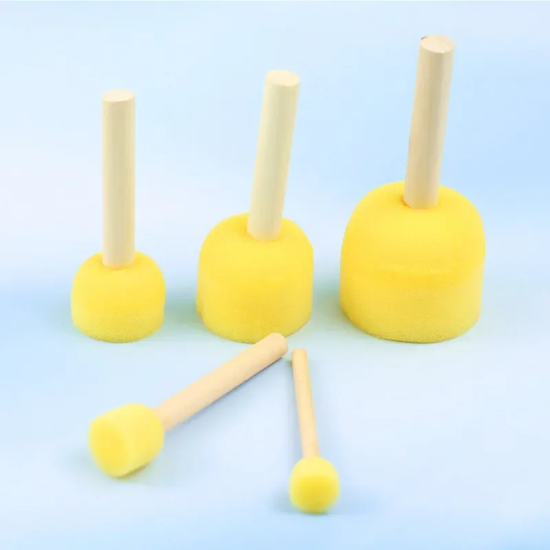 어린이 스폰지 페인트 브러시 나무 손잡이 마찰 그래피티 그림 조기 교육 도장 장난감, DIY 어린이 미술 용품 선물, 5 개/세트