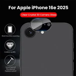 Premium 3D Curved Tempered Glass Camera Protector Lens Cover - iPhone 16e (Black)