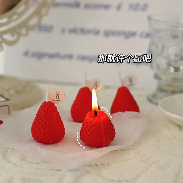 Torta Gyertya Rózsaszín Eper Illatos Gyertyák Kreatív Otthoni Dekoráció Díszek Gyermek Születésnapi Topper - Image 6