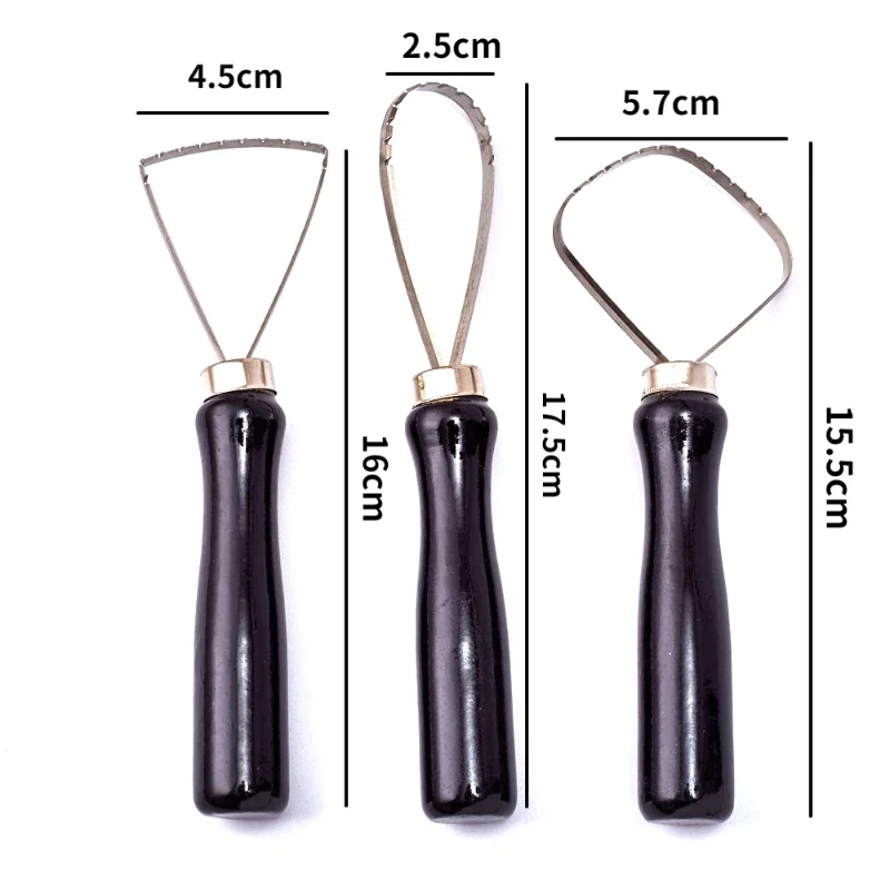 3Pcs Pottery Clay Sculpture Big Loop Tool Clay Scraper Sculping Modelling Tool Wood Handle Ceramics Trimming Carving Tools