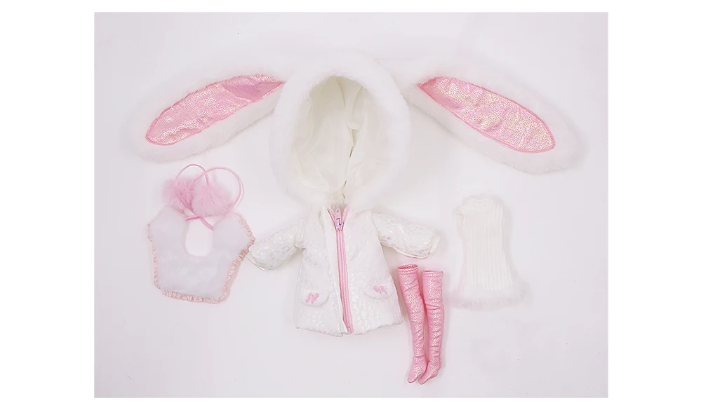 Neo Blythe Doll Bunny Hoodie with High-Neck & Stockings 5