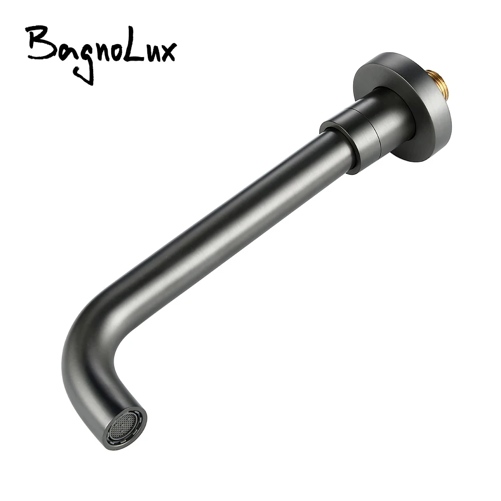 Bagnolux Basin Bathroom Faucet Black Brushed Polished Chrome Stainless Steel Rose Gold Brass Round Bathtub Spout