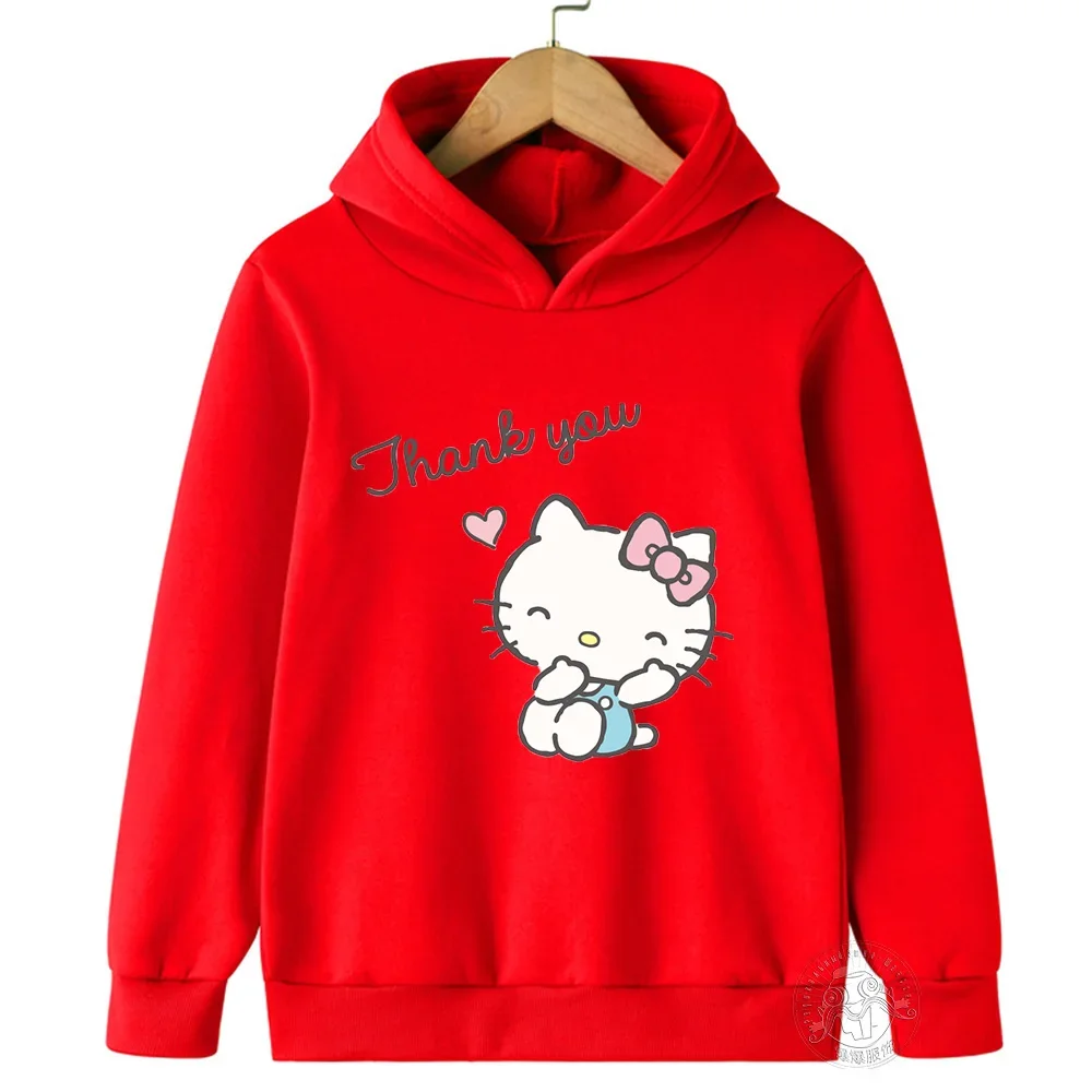 Sudadera con capucha de Hello Kitty para niños y niñas de 3 a 14 años con dibujos animados de Sunshine, estilo kawaii, informal, para la calle, deportiva, para niños