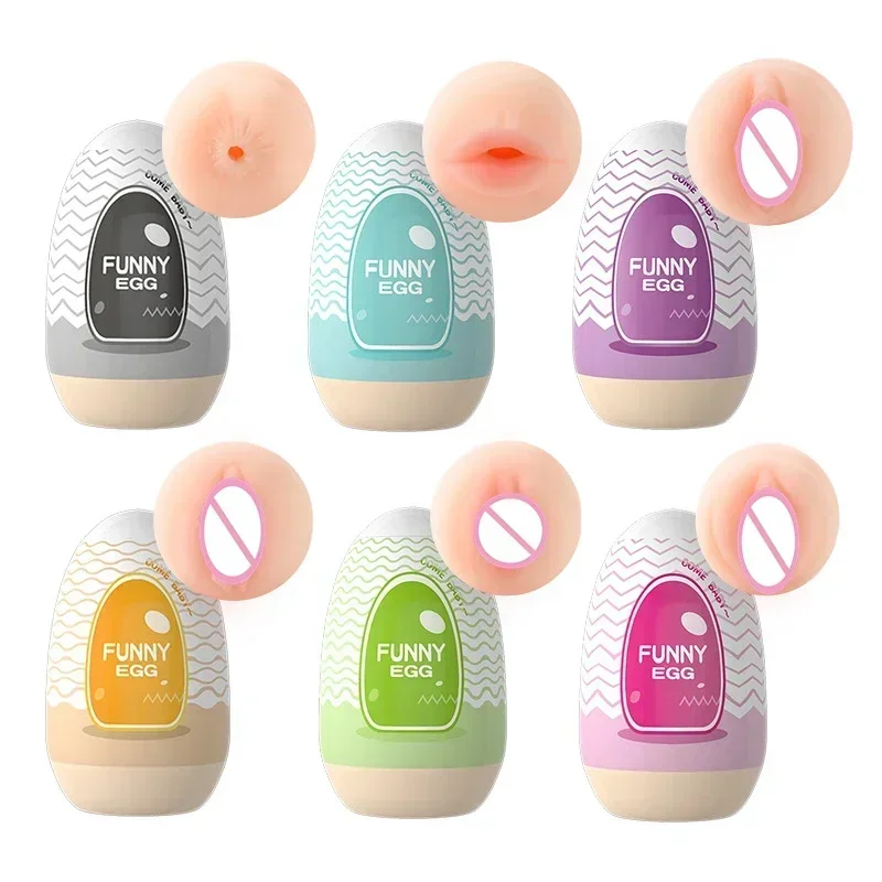 Male masturbator for Egg Portable Stimulator Penis Massager Soft Rubber Adult Sex Toys Men Realistic Vagina Pocket Pussy Mini Cups Masturbator