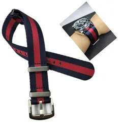 Premium Thick Washable Nylon Watch Strap - Universal Fit - 22mm (Bluish red blue)
