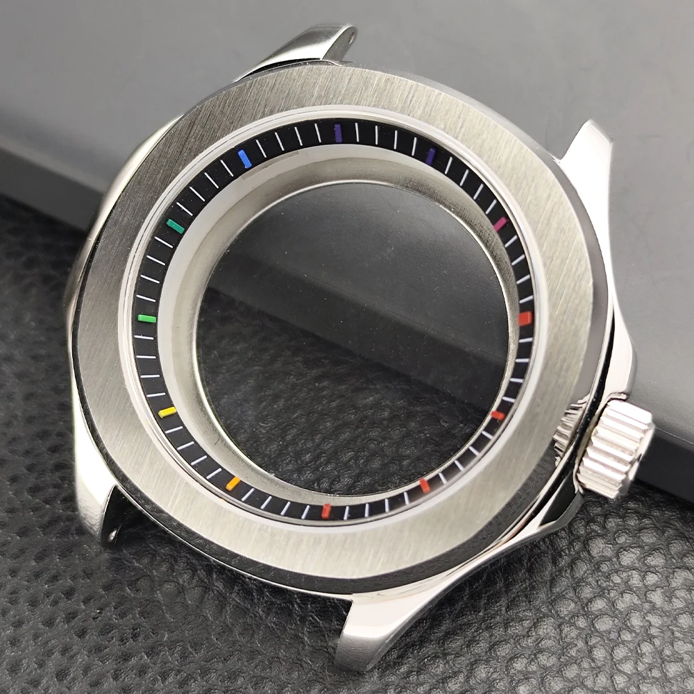 Sleek Silver Steel Watch Case with Sapphire Glass and Seal Ring, 39.5mm