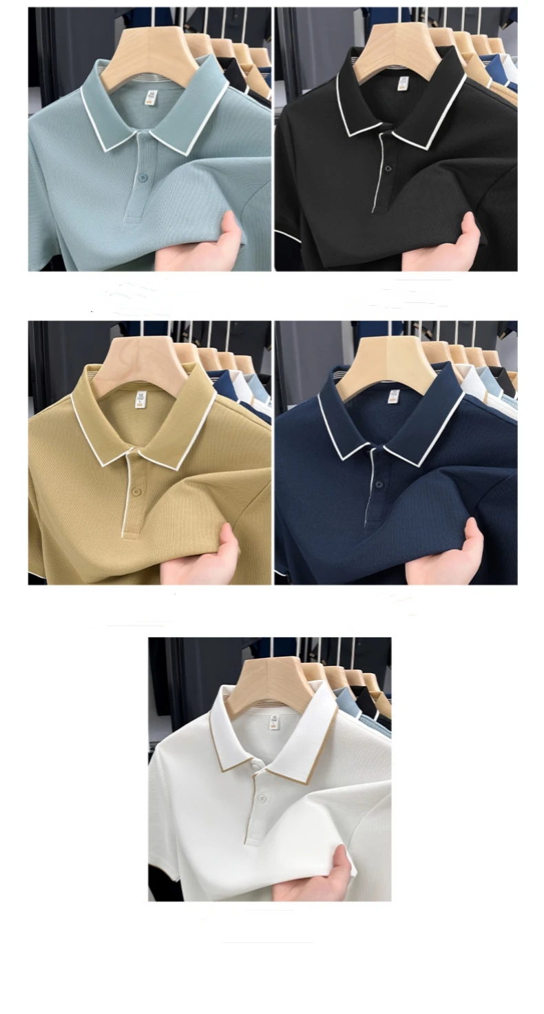 High quality men's short sleeved summer new fashion brand striped Korean style golf custom comfortable casual business T-shirt 15 Sf283a8620f9744d3bfa85db07cdd5519A