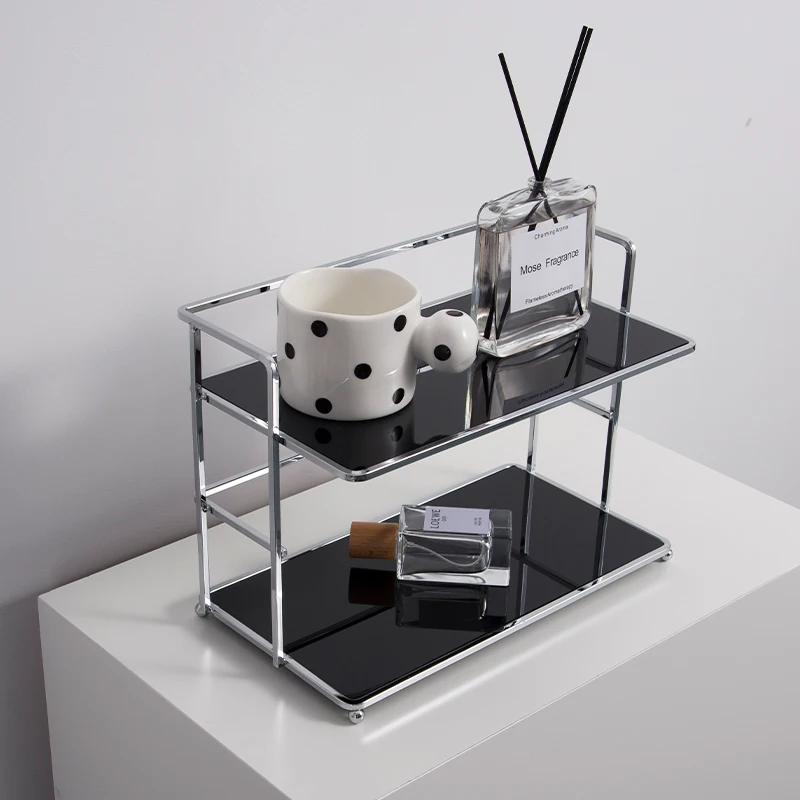 1Pc Double-Layer Desktop Storage Rack, Multi-Functional Acrylic Kitchen Organizer, Cup Holder, Water Cup and Coffee Cup Storage Rack for Living Room, Kitchen, Bedroom, Cosmetics, Perfume, Etc 3