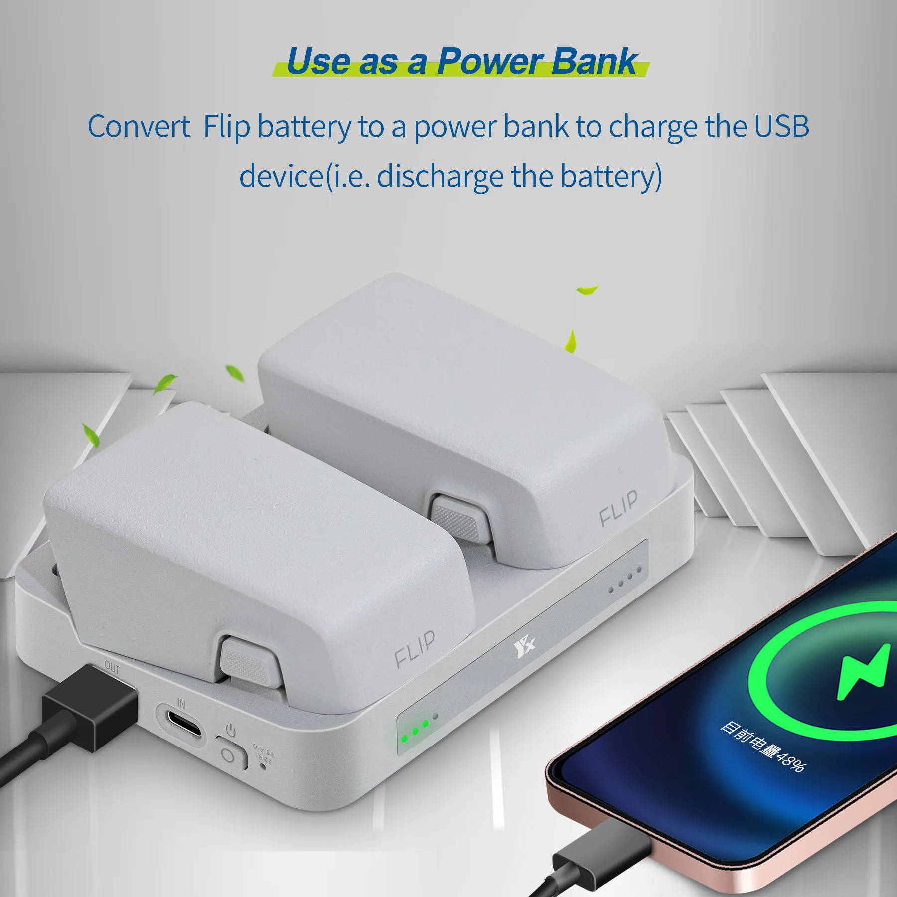 Kompakte tragbare Ladestation für DJI Flip Drone Dual Port Schnellladegerät Butler Universal Reisezubehör LED-Anzeige – Detail 5