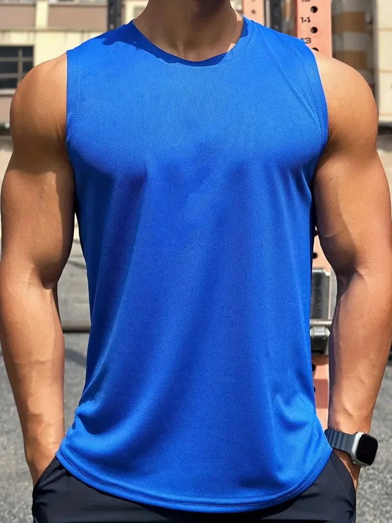 1 Piece Plus Size Summer Men's GYM Tank Top Quick Dry Breathable Sleeveless Tees Sports/fitness Men's Clothing