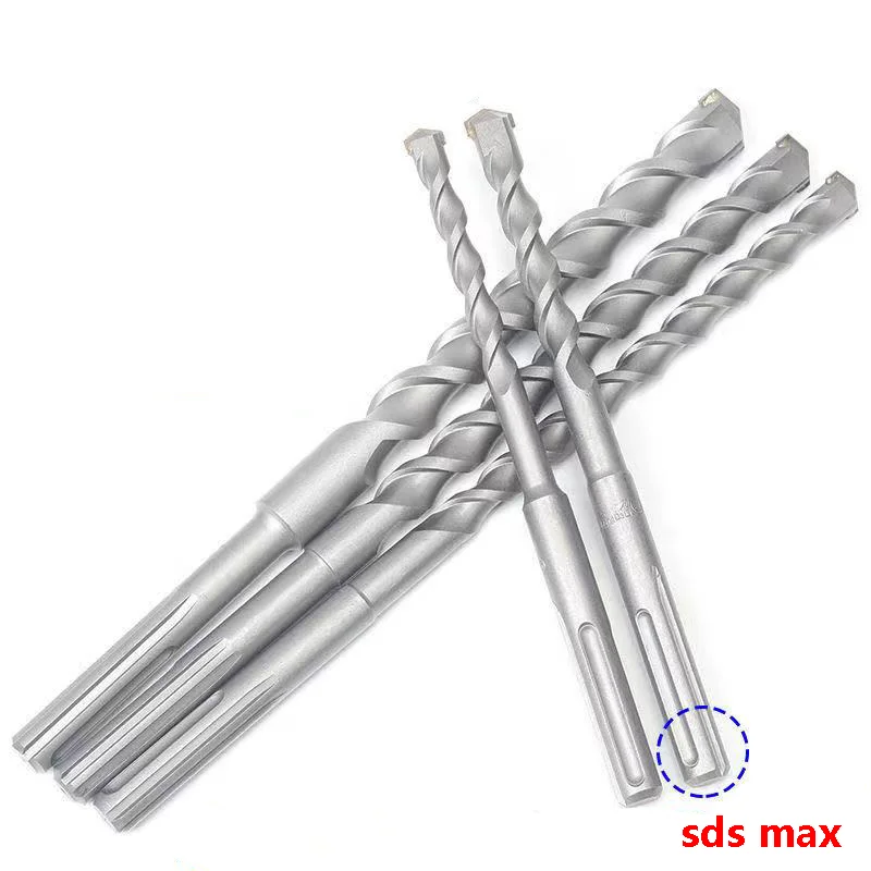 280mmSDS MAX electric hammer drill bit 8-25mm tungsten steel alloy drill bit for brick, concrete, rock round handle electric hammer drill bits 6 8 10 12 14 16 18 20mm cross type tungsten steel alloy for masonry concrete rock stone