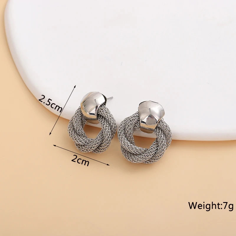 Neue Mode Geflochtene Baumeln Ohrringe für Frauen Gold Farbe Metall Tropfen Wrap Punk Persönlichkeit Weibliche Schmuck ohrringe für frauen – Detail 6