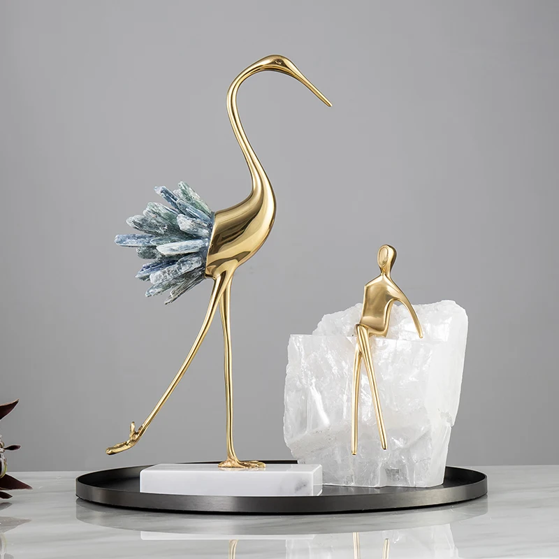 Crystal Swan Brass Body Luxury Crafts Home Living Room House Bedroom Interior Accessories Nordic High-end Animal Art Decorations - Image 3