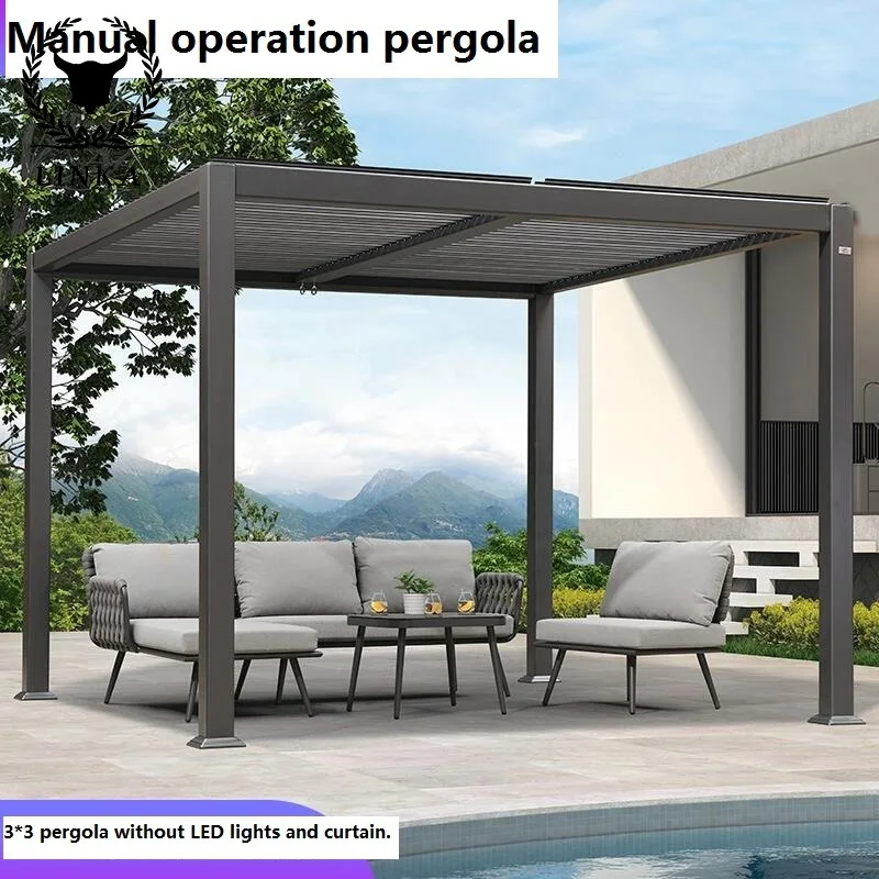

Sun shade free-standing frame terrace gazebo garden aluminum louver roof pergola for hotel backyard outdoor pavilion waterprroof
