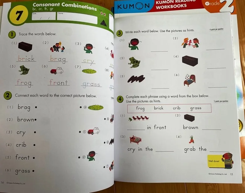 9 Books/Set Kumon Math Workbooks Word Problems Writing Reading G1