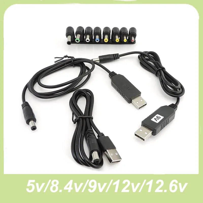 

5V to 9V 8.4V 12V 12.6V USB boost power Cable DC connector 8pin male 3.5mm 4.0x1.7mm jack Step UP Module Converter Adapter plug