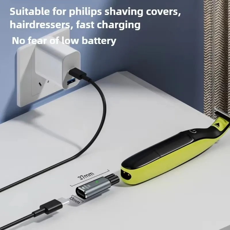Compact USB-C Charging Adapter for Beard Trimmers and Shavers