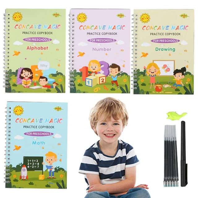 Handwriting Book Writing Practice Book Magic Practice Copybook Kids Grooved  Handwriting Book Hand Writing Learning Activity - AliExpress