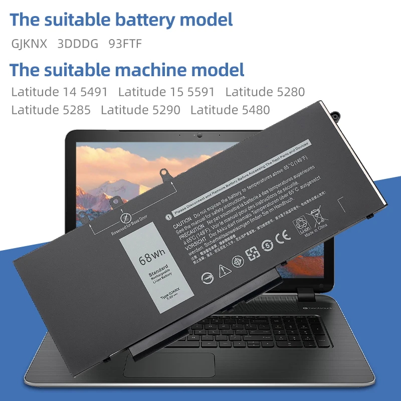 Laptop Battery SUOZHAN GJKNX battery For Dell Latitude 5580 5480 5280 5290 5590 5490 5495 5591 4-Cell 68Whr GD1JP DY9NT 5YHR4